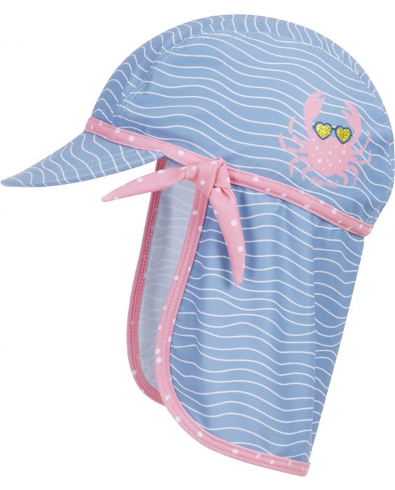 Playshoes - UV Sun cap for girls - Crab - Lightblue/Pink