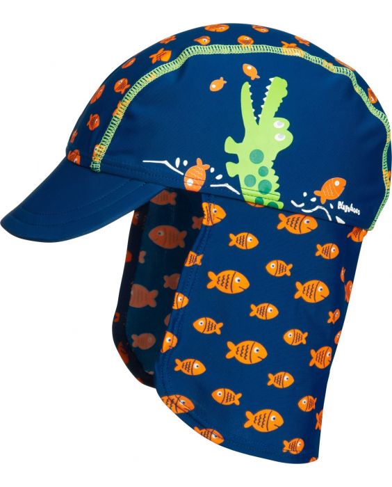Playshoes - UV sun cap for children - Crocodile - Blue - Front
