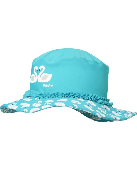 Playshoes - UV sun hat for girls - swans - light blue - Front