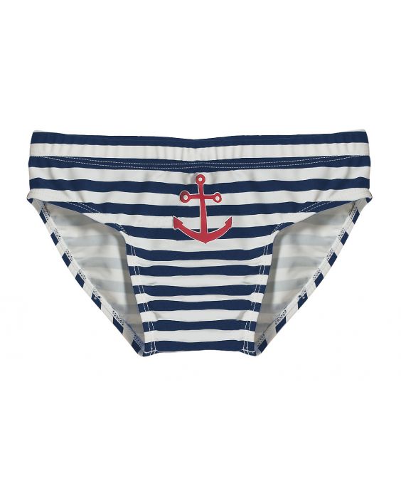 Playshoes - UV swimshorts blue white striped - Front