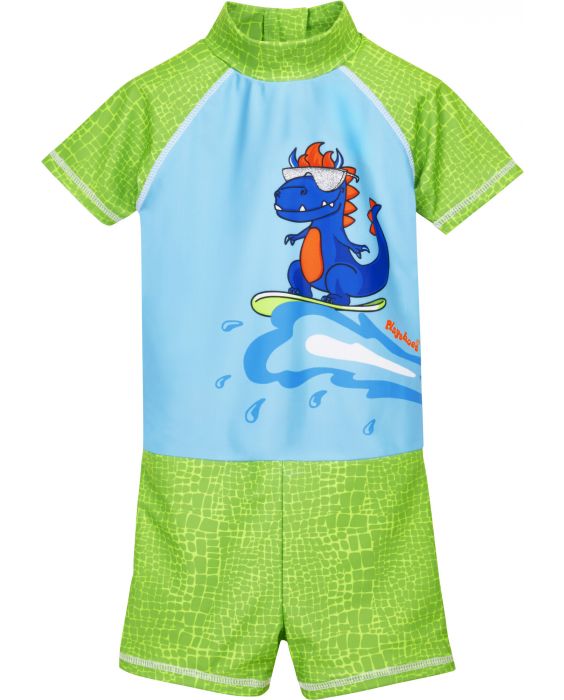 Playshoes - UV swimsuit for boys - Dino - Lightblue/Green