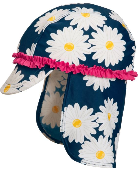 Playshoes - UV sun cap for children - Oxeye daisy - Blue/pink/white - Front