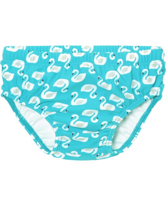 Playshoes - reusable swim diaper for girls - blue swans - Front