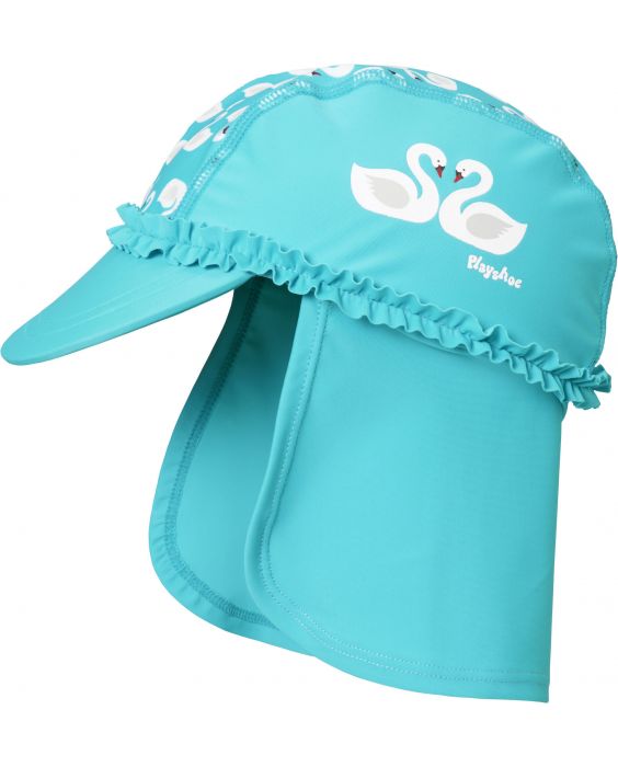 Playshoes - UV sun cap for girls - swans - light blue - Front