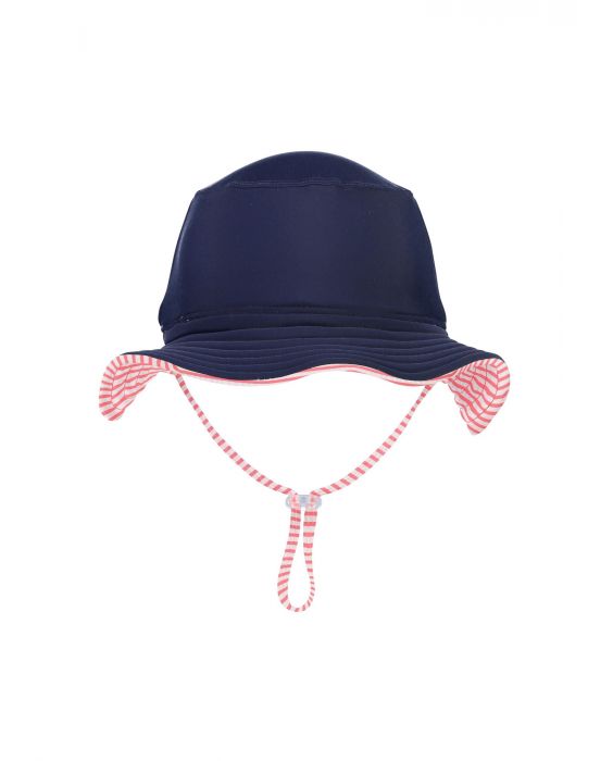 Snapper Rock - UV Bucket Hat for babies - White/Red - Navyblue - Front