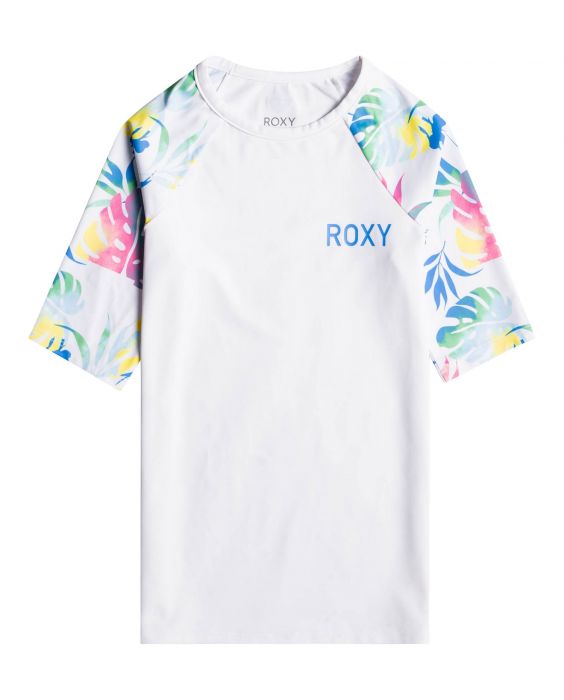 Roxy - UV Rashguard for girls - Lycra Printed Sleeve - Short sleeve - Bright White/Surf Trippin