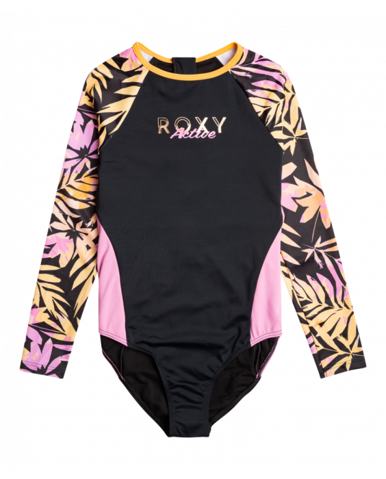 Roxy - Swim Suit girls - Active Joy - Long sleeve - Anthractite Zebra Jungle Girl