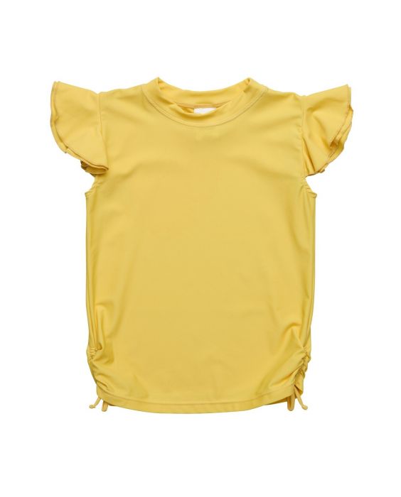 Snapper Rock - UV Rash top for girls - Short flutter sleeve - Marigold - Yellow