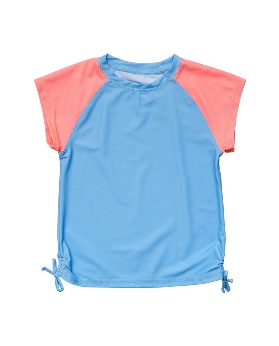 Snapper Rock - UV Rash top for girls - Short sleeve - Cornflower Peach - Blue/Pink