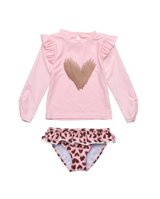 Snapper Rock - UV Swimset for babies and kids - Long sleeve - Wild Love - Pink