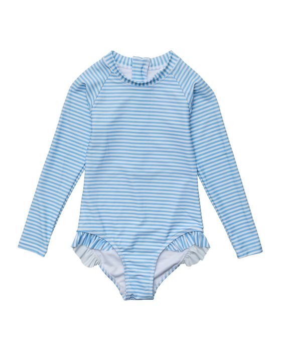 Snapper Rock - UV Swimsuit for girls - Long sleeve - Stripe - Cornflower Blue