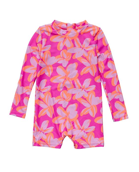 Snapper Rock - UV Swimsuit for babies - Long sleeve - Hibiscus Hype - Pink