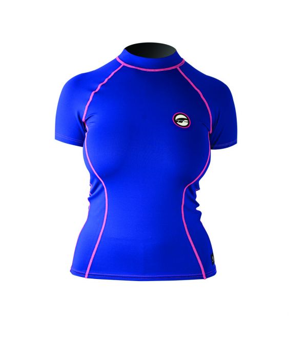 Prolimit - Swim shirt for women with short sleeves - Blue / pink
