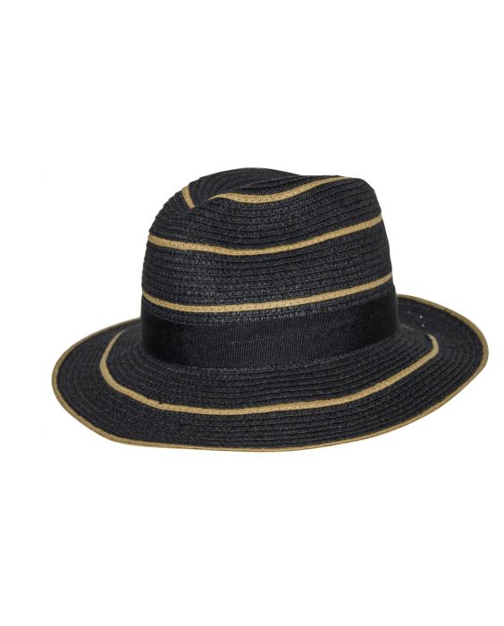 Rigon - UV straw hat for women - Maria - Black / naturel