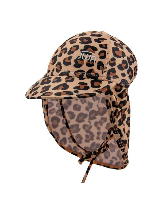 JUJA - UV Sun cap for children - UPF50+ - With neck flap - Leopard - Brown