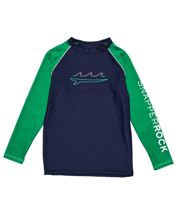 Snapper Rock - UV Rash top for kids - Long sleeve - UPF50+ - New Wave - Navy/Green