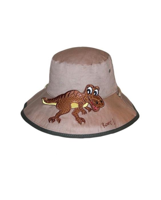 Rigon - UV bucket hat for children - Khaki dino