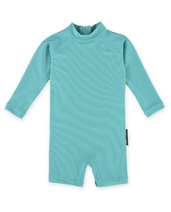 Beach & Bandits - UV Swimsuit for babies - Ribbed Long sleeve - UPF50+ - Coastal Ribbed - Blue