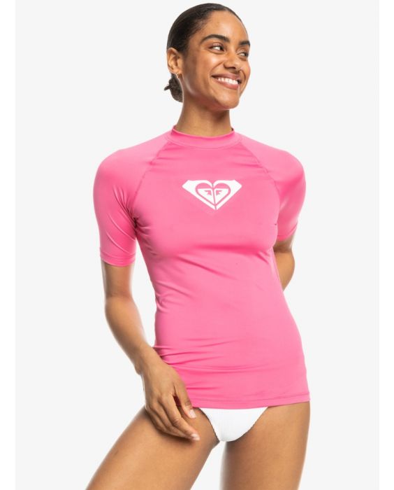 Roxy - UV Rashguard for women - Whole Hearted - Short sleeve - UPF50 - Shocking Pink