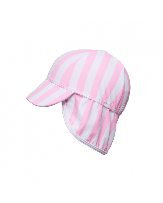 Snapper Rock - UV Flap hat for girls - UPF50+ - Pink Stripe