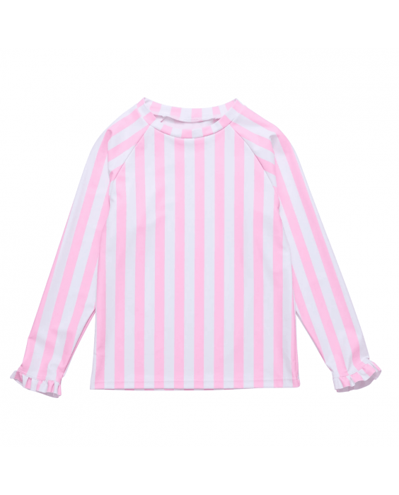 Snapper Rock - UV Rash top for girls - Long sleeve - UPF50+ - Pink Stripe