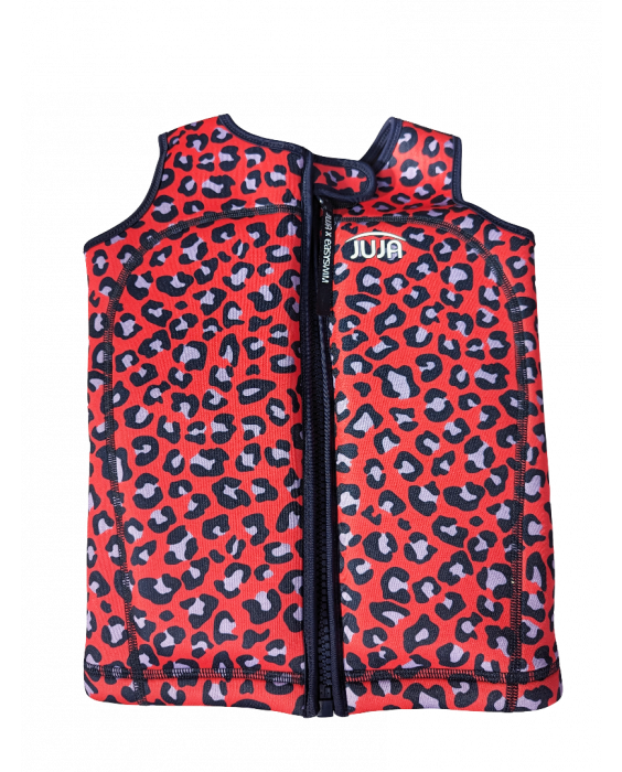 EasySwim x JUJA - Float Jacket for kids - UPF50+ - Leopard - Red/Purple