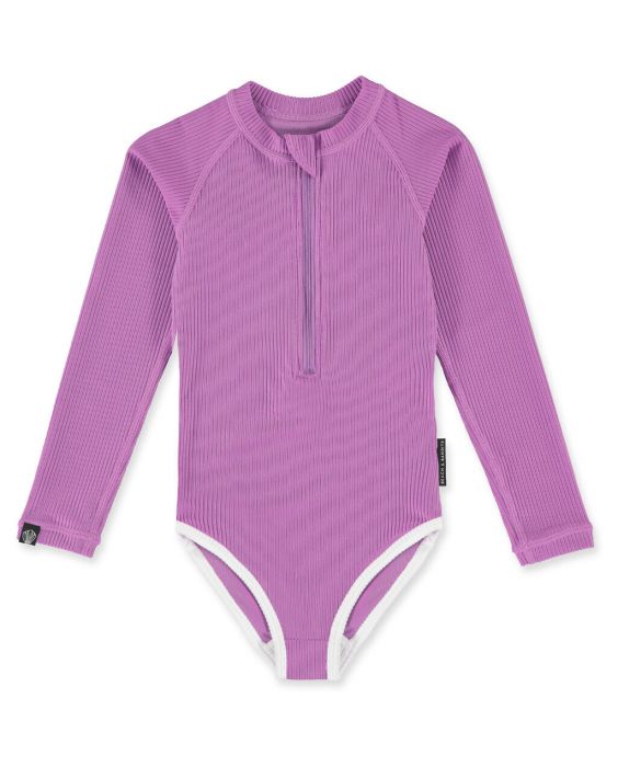 Beach & Bandits - UV Swimsuit for girls - Ribbed Long sleeve - UPF50+ - Orchid - Purple