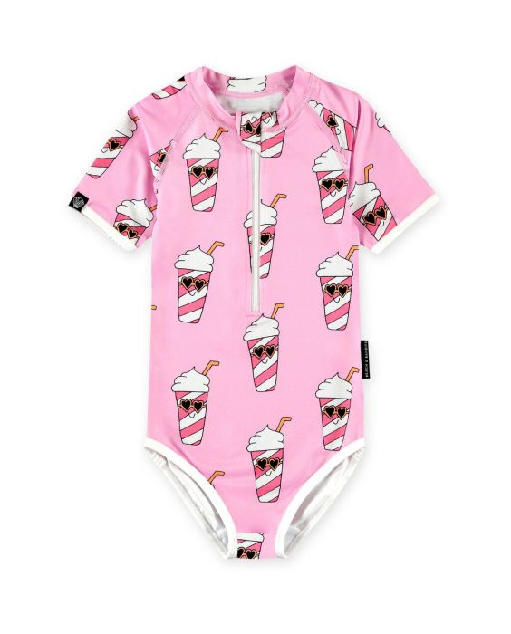 Beach & Bandits - UV Swimsuit for girls - Short sleeve - UPF50+ - Shake it - Pink