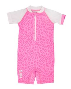 JUJA -  UV Swim suit for babies - short sleeves - Leopard - Pink