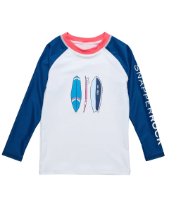 Snapper Rock - UV Rash top for kids - Long sleeve - UPF50+ - Rock the Board - White/Navy