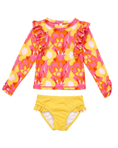 Snapper Rock - UV Swimset for babies and kids - Long sleeve - UPF50+ - Pop of Sunshine - Red/Yellow
