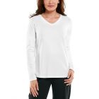 Coolibar - UV Shirt for women - V-Neck Longsleeve - Morada - White
