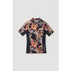 O'Neill - UV Swim shirt for girls with short sleeves - UPF50+ - Printed Skin - Black Tropical Flower