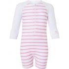 Snapper Rock - One Piece UV Swimsuit Kids Long Sleeve- Pink Stripe