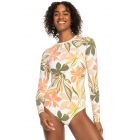 Roxy - Swimsuit for women - Long sleeve onesie - Bright White Subtly Salty Flat
