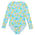 Snapper Rock - UV Swimsuit for girls - Long sleeve - UPF50+ - Lemon Drops - Blue/Yellow