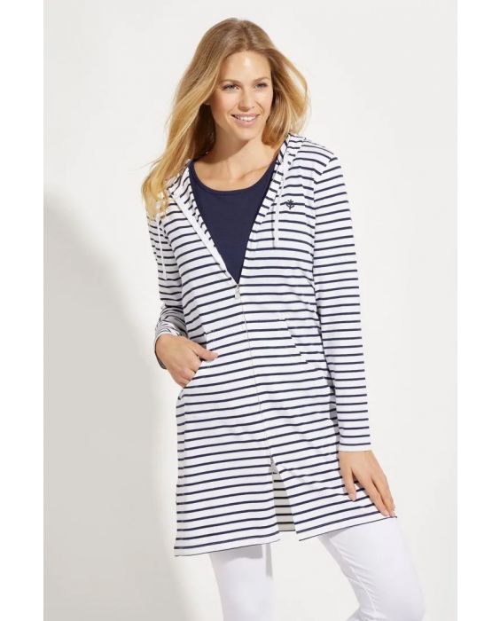 Coolibar - UV long cover up for ladies - Navy stripes