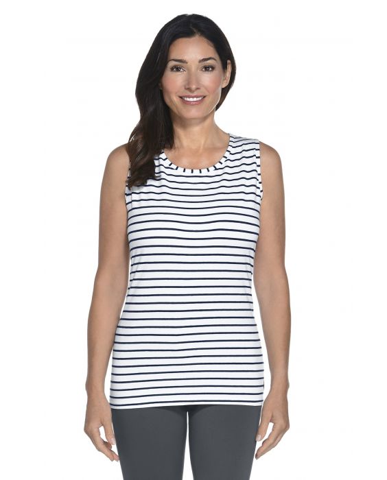 Coolibar - UV Basic Tank - navy/white stripe