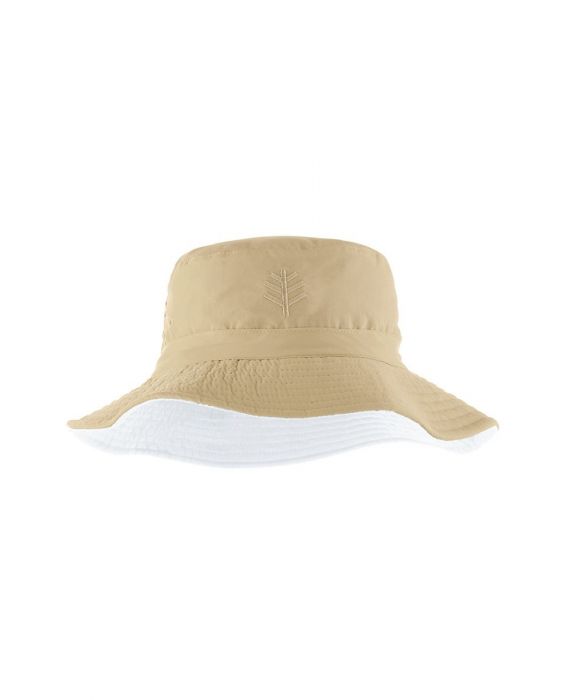 Coolibar - Reversible UV Bucket Hat for kids - Landon - Tan/White