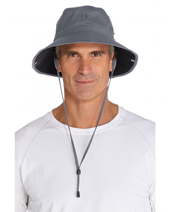 Coolibar - Featherweight UV Bucket Hat for men - Chase - Carbon/Black