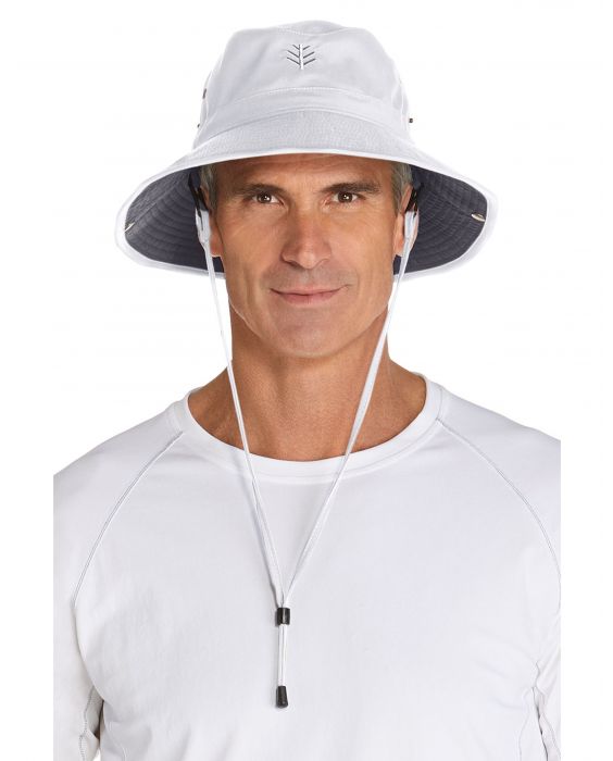 Coolibar - Featherweight UV Bucket Hat for men - Chase - White/Carbon
