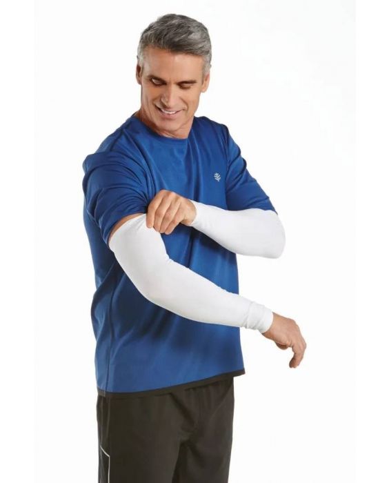 Coolibar - UV Sun Sleeves for men - Navagio - White