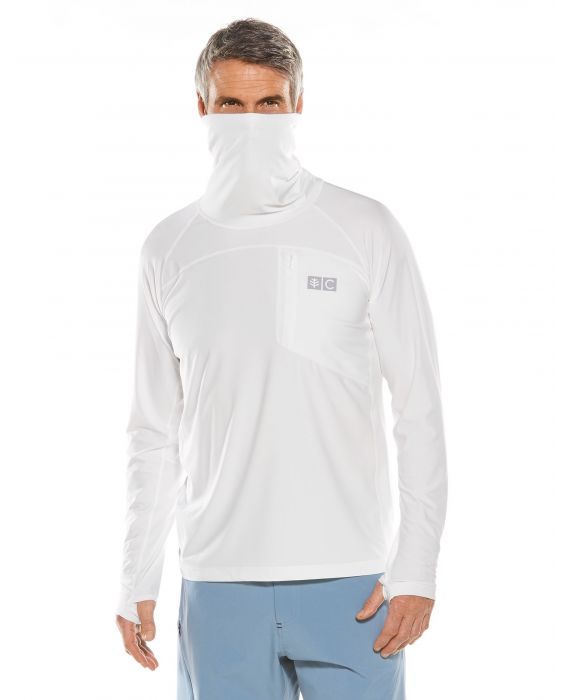 Coolibar - UV Swim Shirt with neck gaitor for men - Andros - White