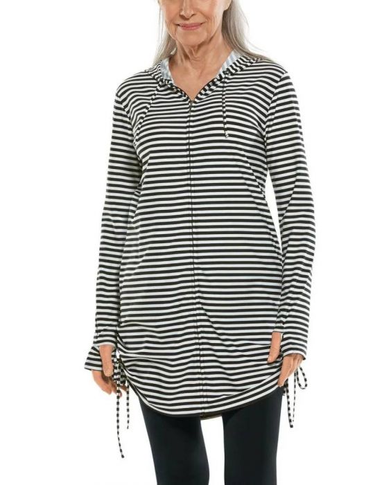 Coolibar - UV Swim Cover-Up Vest for women - Wailea - Stripe - Black/White
