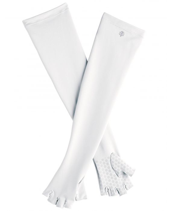 Coolibar - UV fingerless gloves with long sleeve for adults - Perpetua - White
