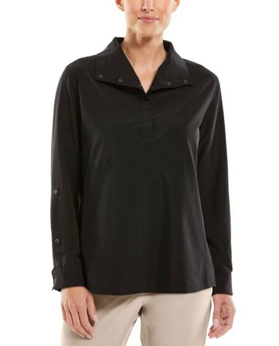 Coolibar - UV Funnel Neck Tunic Top for women - Catona - Shadow Stripe - Black 