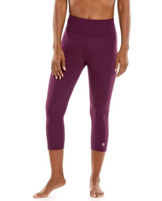 Coolibar - UV High-Rise Yoga Capris for women - Asana - Solid - Plum