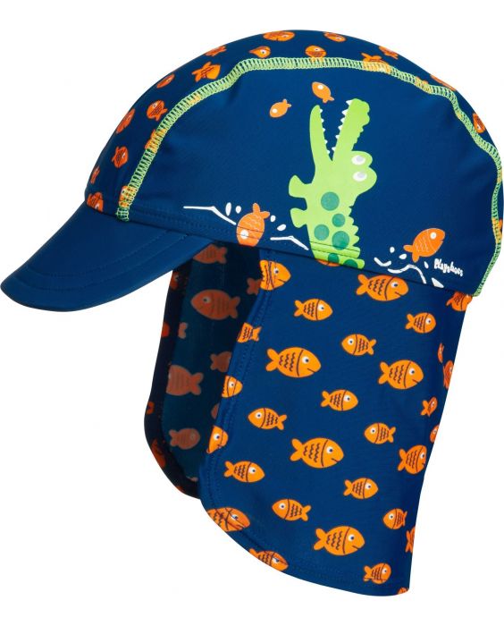 Playshoes - UV sun cap for children - Crocodile - Blue - Front
