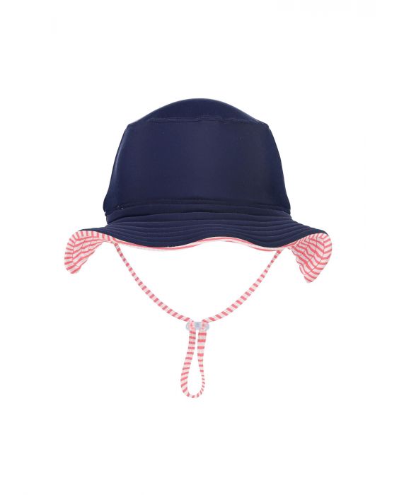 Snapper Rock - UV Bucket Hat for babies - White/Red - Navyblue - Front