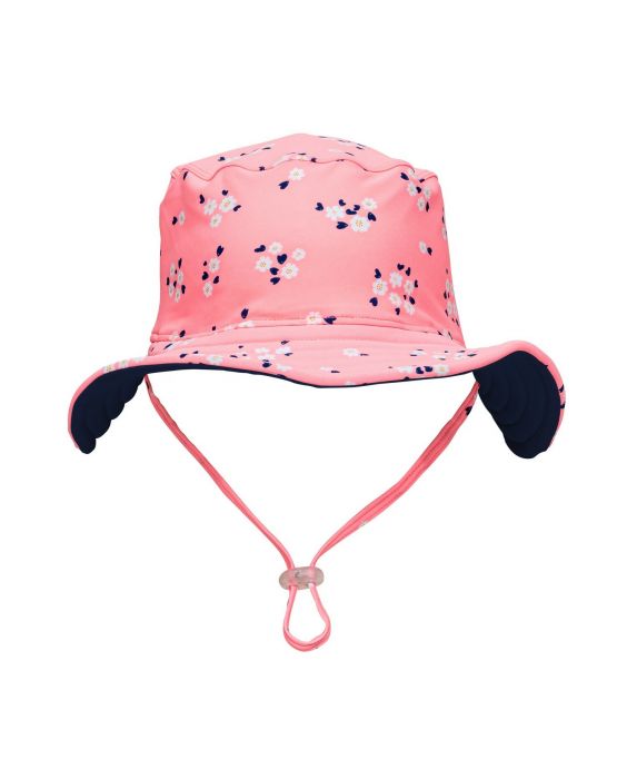Snapper Rock - UV Reversible Bucket hat for kids - Ditsy Coral